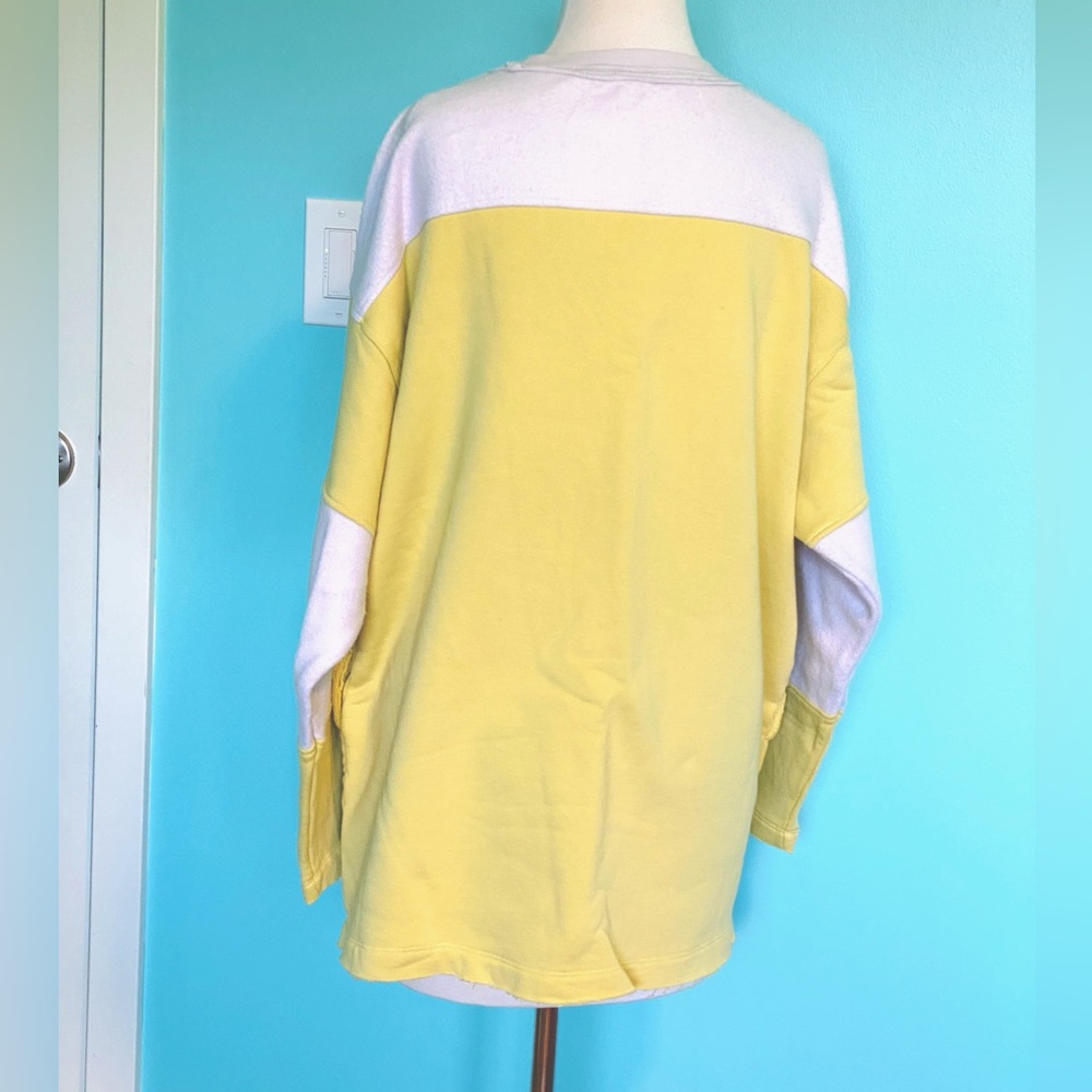NWT XS Free People Jordan Fleece Sweatshirt Citron Combo Colorblock Oversized FP - Picture 11 of 15